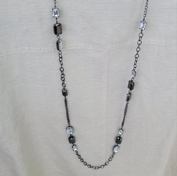 Black Chain with Bold Faceted Stones - Picture 6 of 15